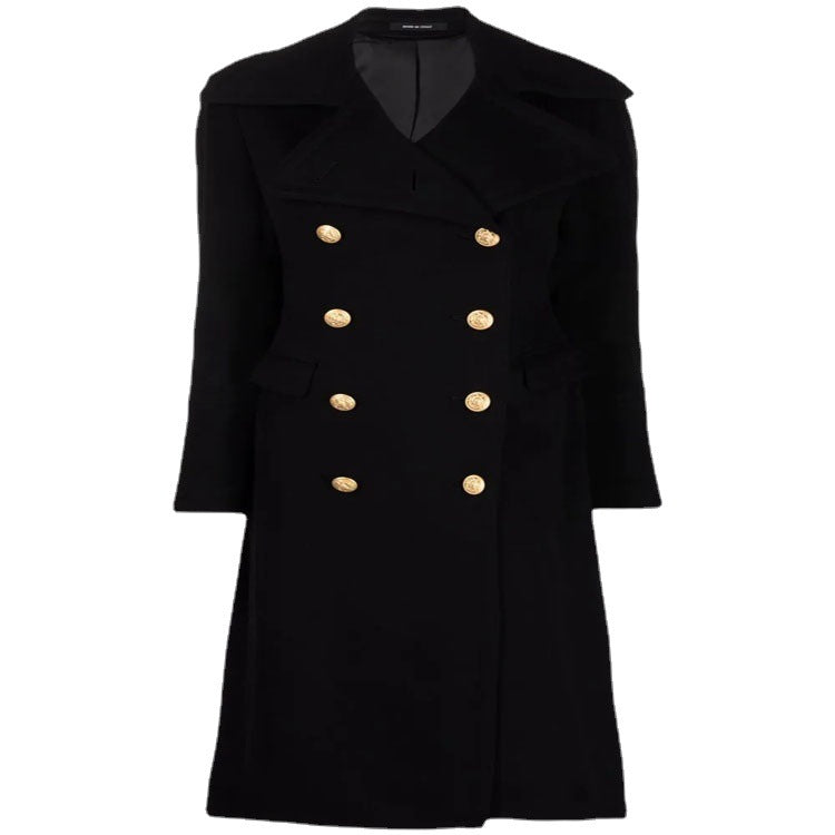 Damen Taillierter Doppelreihiger Mantel im Marine-Style mit goldenen Zierknöpfen und Pattentaschen Shop Nory