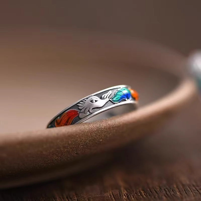 Damen kunstvoll gestalteter Silberring mit Drachenmotiv Shop Nory