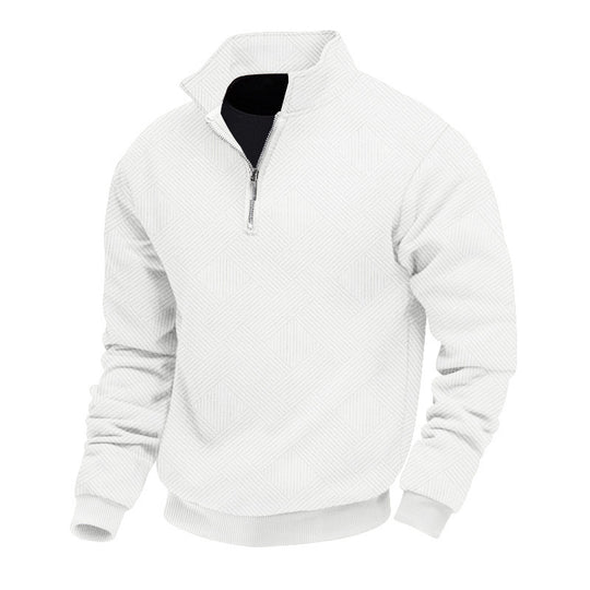 Herren Feinstrukturierter Halbzip-Pullover mit grafischer Waffelstrick-Optik und Stehkragen Shop Nory