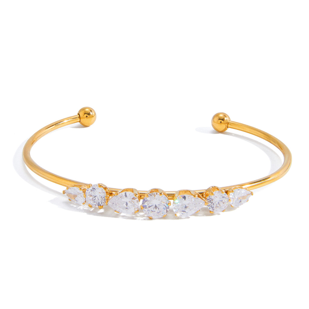 Damen Offenes Armband mit funkelnden Zirkonia und modernem Design Shop Nory