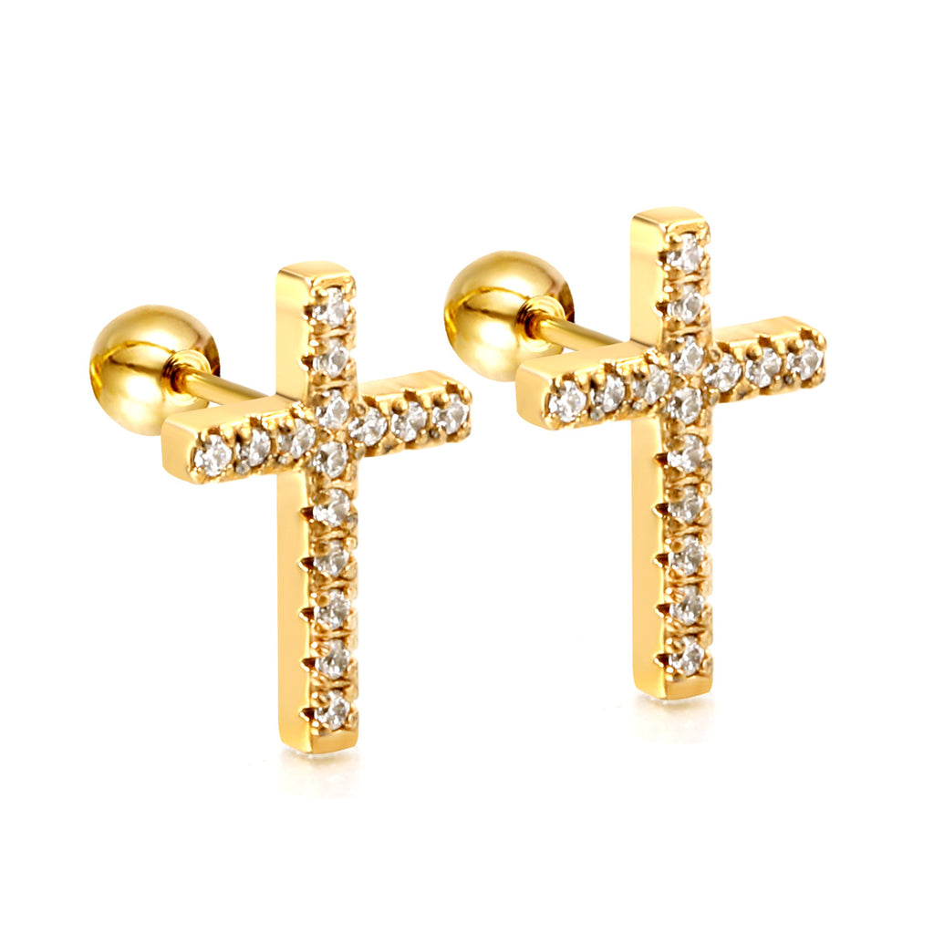 Damen Ohrringe mit Kreuzdesign und funkelnden Zirkonia Shop Nory