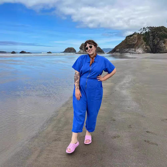 Damen legerer Jumpsuit mit praktischen Taschen und Reißverschluss