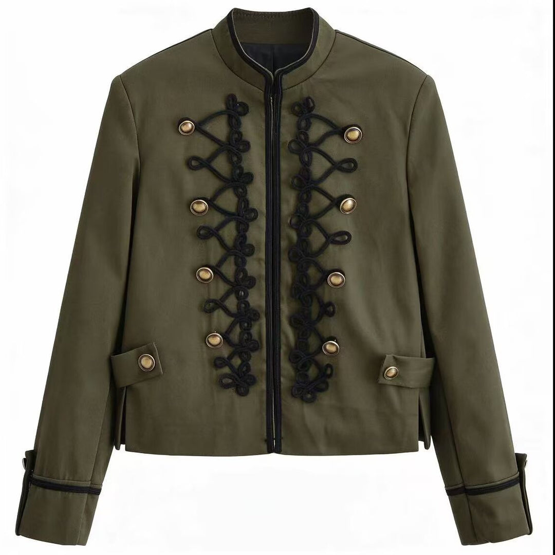Damen Kurzjacke im Militärstil mit Zierkordeln und Stehkragen Shop Nory