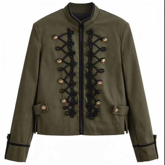 Damen Kurzjacke im Militärstil mit Zierkordeln und Stehkragen Shop Nory
