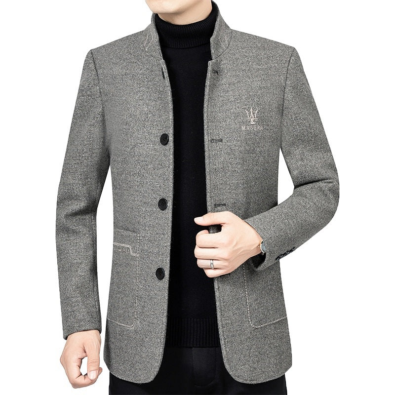 Herren Kurzmantel mit Stehkragen und aufgesetzten Taschen aus Wollmischung Shop Nory