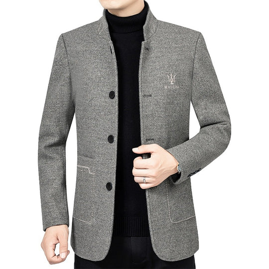 Herren Kurzmantel mit Stehkragen und aufgesetzten Taschen aus Wollmischung Shop Nory