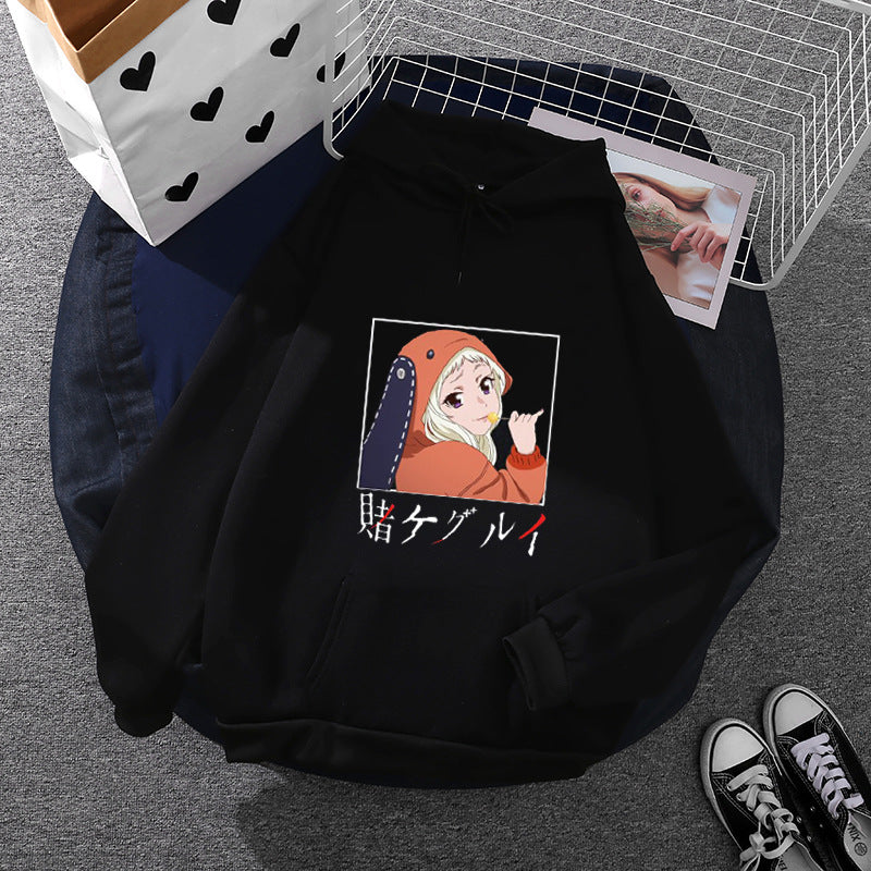 Damen nan Oversize Kapuzenpullover mit Manga-Frontprint und Kängurutasche Shop Nory