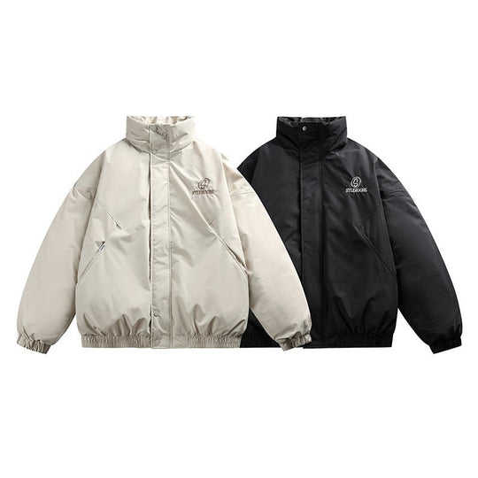 Unisex Boxy wattierte Kurzjacke mit Stehkragen und verdeckter Druckknopfleiste Shop Nory