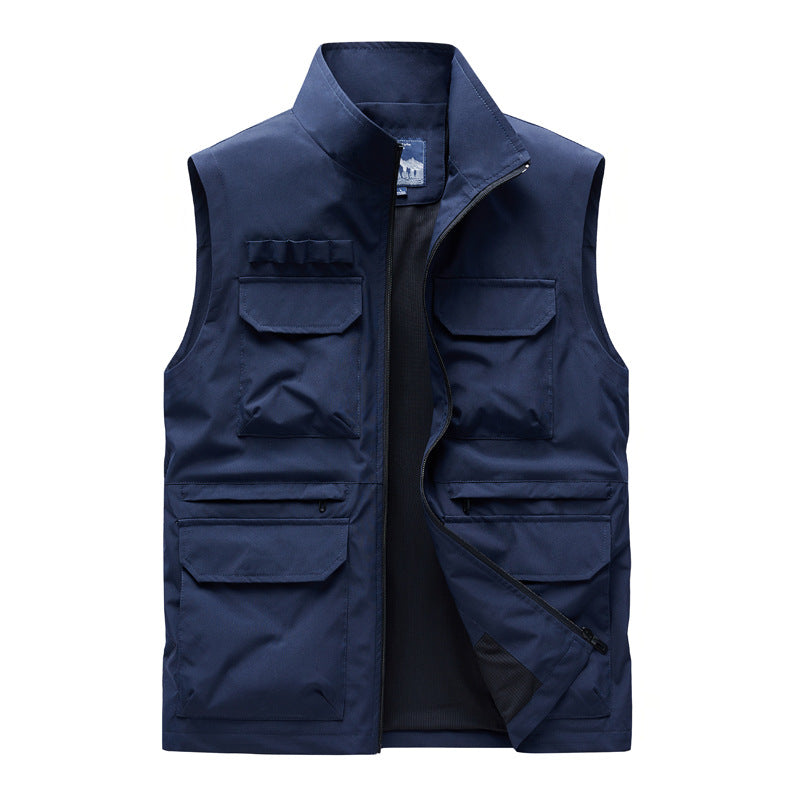Herren Outdoor-Utilityweste mit acht Multifunktionstaschen, robustem Baumwollmix und Windschutzkragen Shop Nory