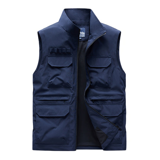 Herren Outdoor-Utilityweste mit acht Multifunktionstaschen, robustem Baumwollmix und Windschutzkragen Shop Nory