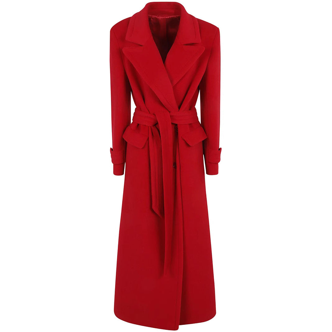 Damen Maxi-Mantel mit doppelreihiger Knopfleiste, weitem Revers und Pattentaschen Shop Nory