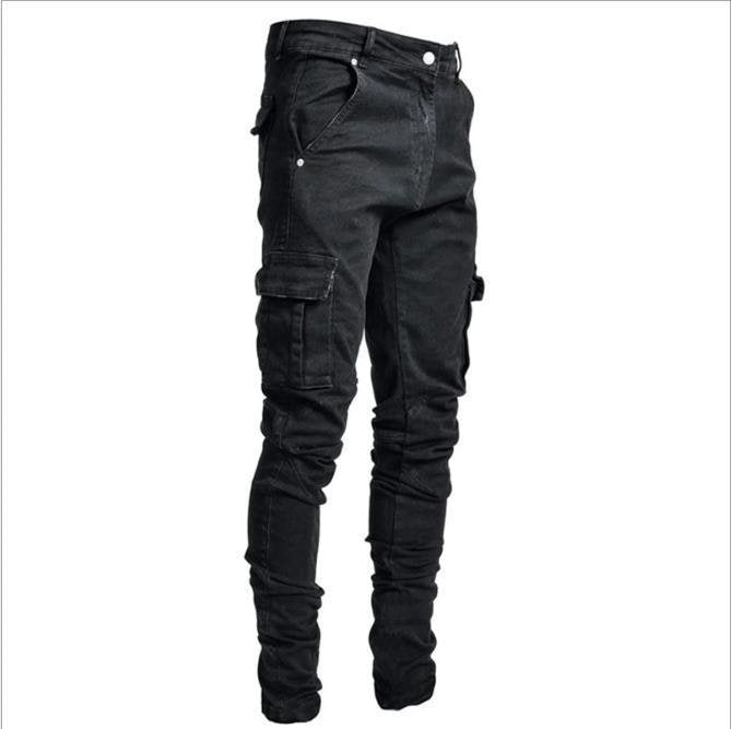 Herren Eng geschnittene Cargo-Jeans mit Stretch und Mehrfach-Taschen Shop Nory