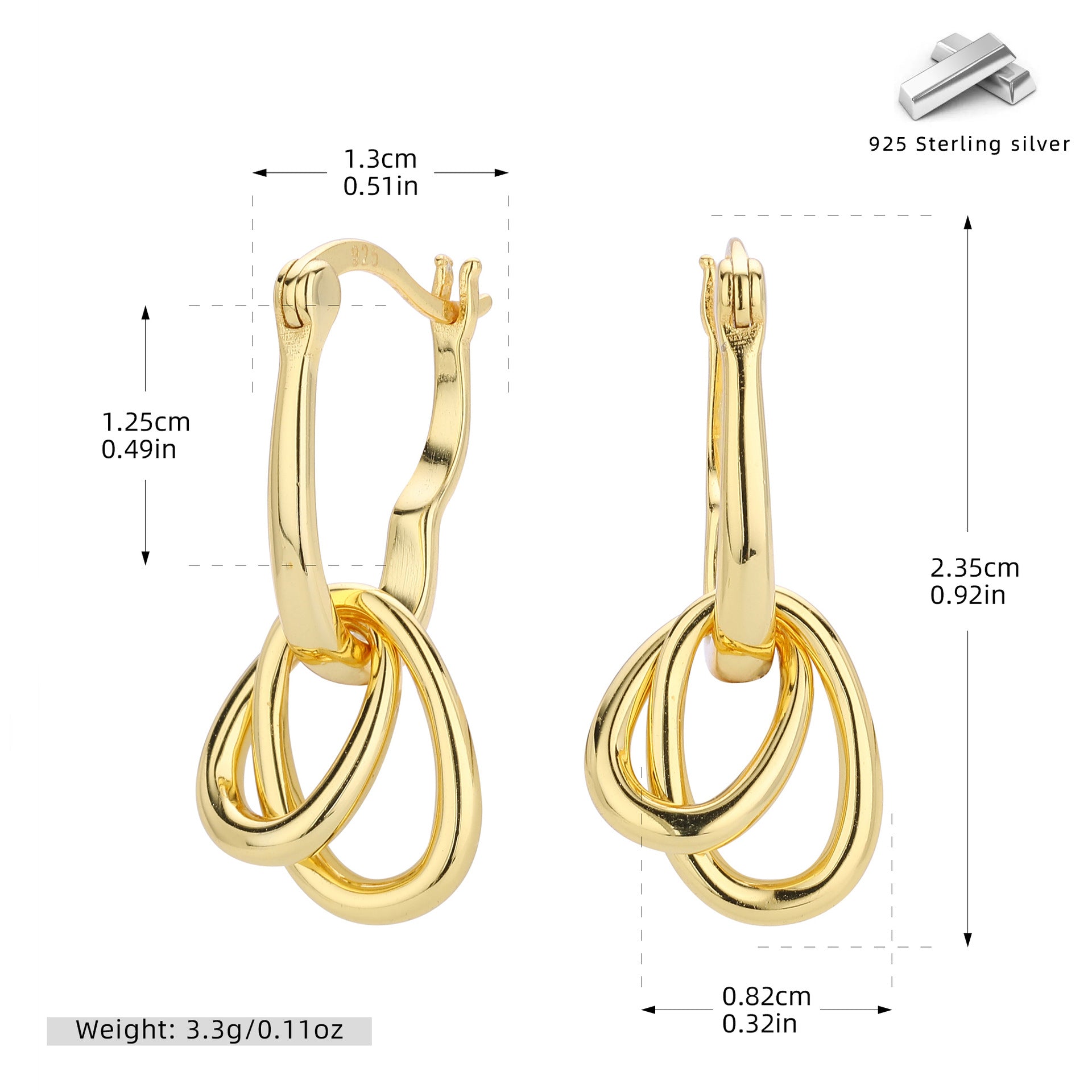 Damen Ohrhänger mit modernem, geschlungenem Design aus hochwertigem 925 Sterling Silber Shop Nory