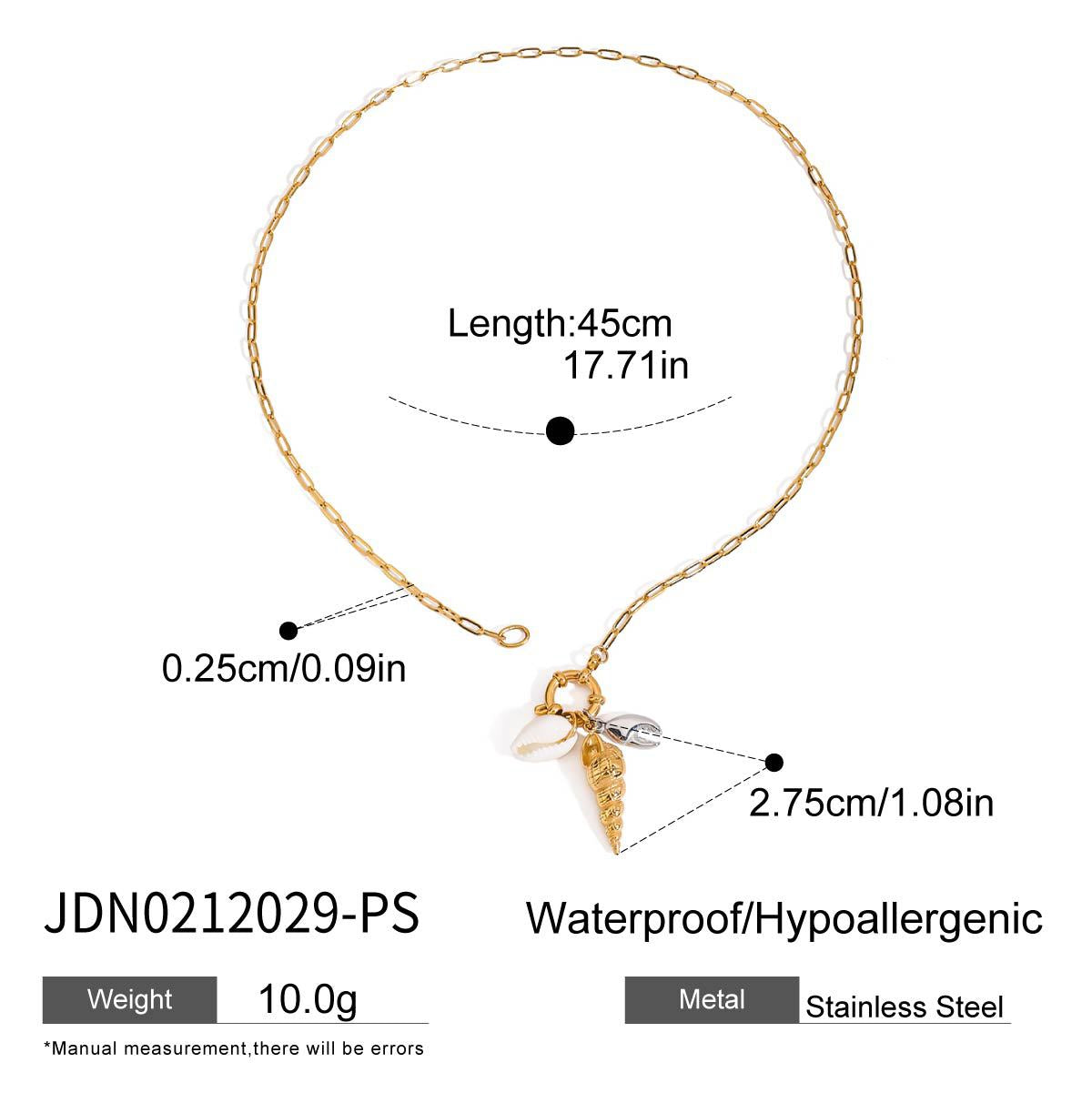 Damen Halskette mit maritimem Muschel-Design aus hypoallergenem Edelstahl Shop Nory