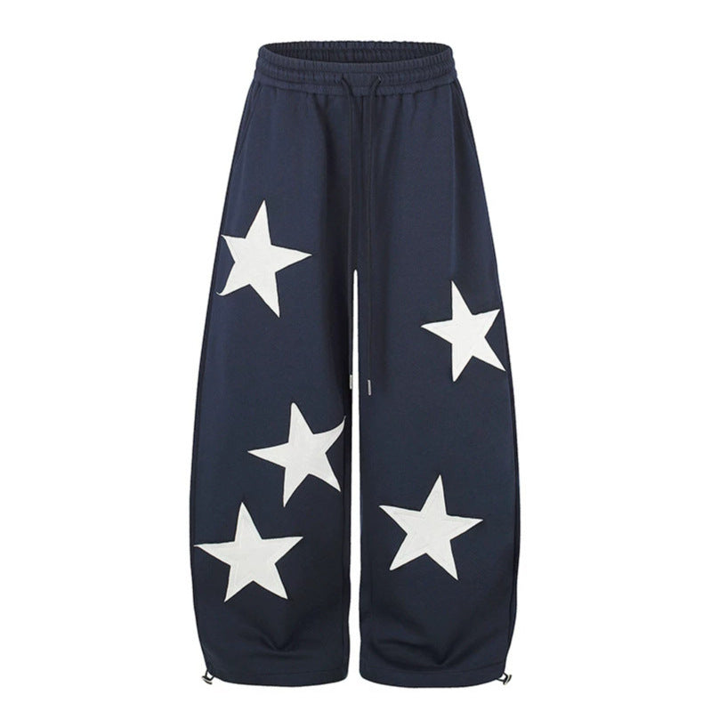 Damen weite Stern-Print Jogginghose mit Tunnelzug, Kordel und verstellbarem Saum Shop Nory