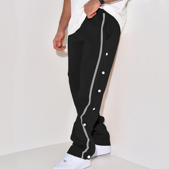 Herren Snap-Trackhose mit seitlichem Kontraststreifen, Druckknopf-Leiste und elastischem Bund Shop Nory