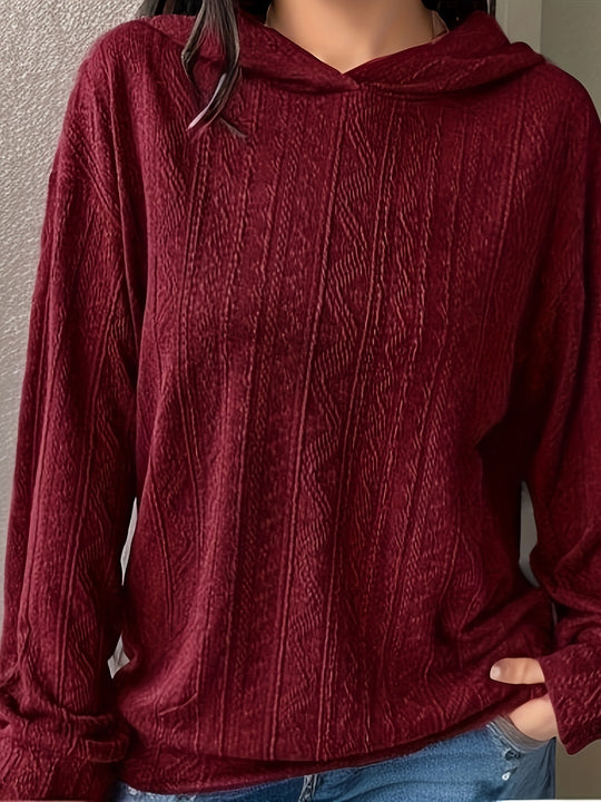 Damen Oversize Kapuzenpullover mit strukturierter Wellenoptik und Kängurutasche Shop Nory