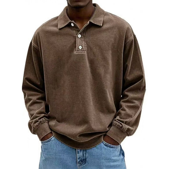 Herren Oversize Langarm Polo aus Baumwollmix Shop Nory