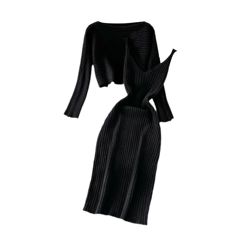 Damen Modisches Strickkleid- und Oberteil-Set Shop Nory