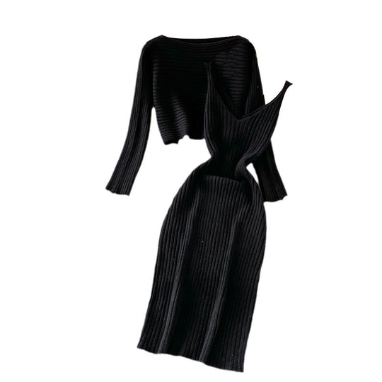 Damen Modisches Strickkleid- und Oberteil-Set Shop Nory