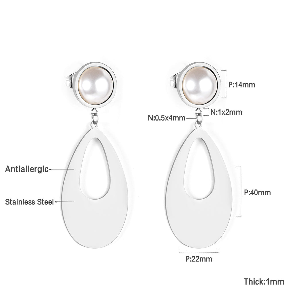 Damen Ohrringe mit elegantem, doppellagigem Rechteckdesign aus Edelstahl und goldplattierter Oberfläche Shop Nory