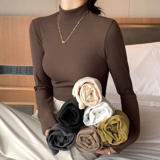 Damen Elegantes und figurbetontes Langarm-Rollkragenoberteil Shop Nory