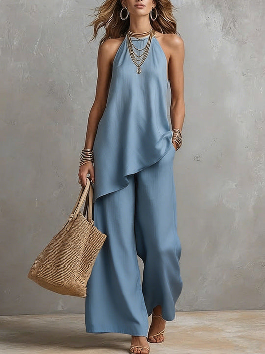 Damen luftiger Jumpsuit mit asymmetrischem Schnitt