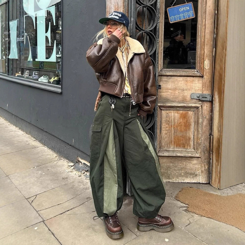 Damen Kurz geschnittene Fliegerjacke mit Teddy-Futter und Oversized-Ärmeln Shop Nory
