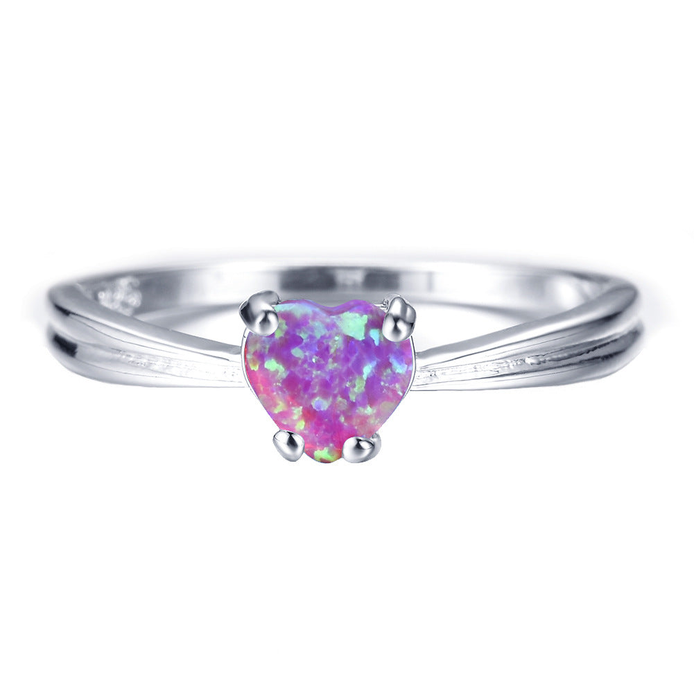 Damen Ring mit herzförmigem Opal und elegante Doppelband-Design Shop Nory