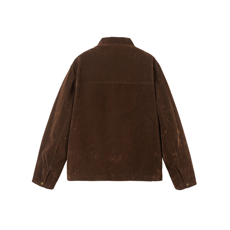 Herren Kurzjacke aus Velourslederoptik mit dekorativen Schulter-Schnallen und verdecktem Reißverschluss Shop Nory