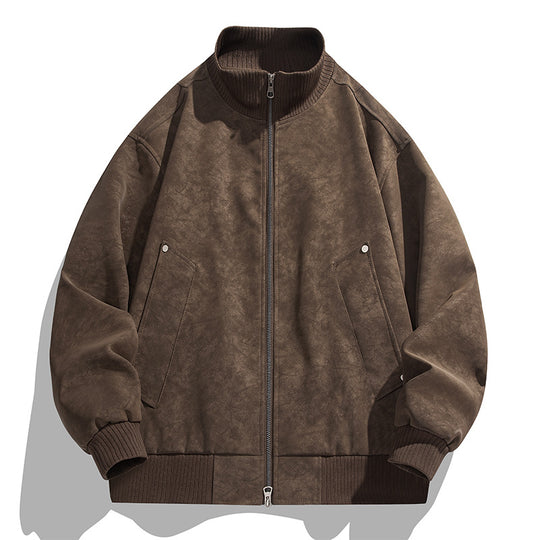 Herren Oversized Wildlederoptik-Bomberjacke mit Stehkragen und gerippten Bündchen Shop Nory
