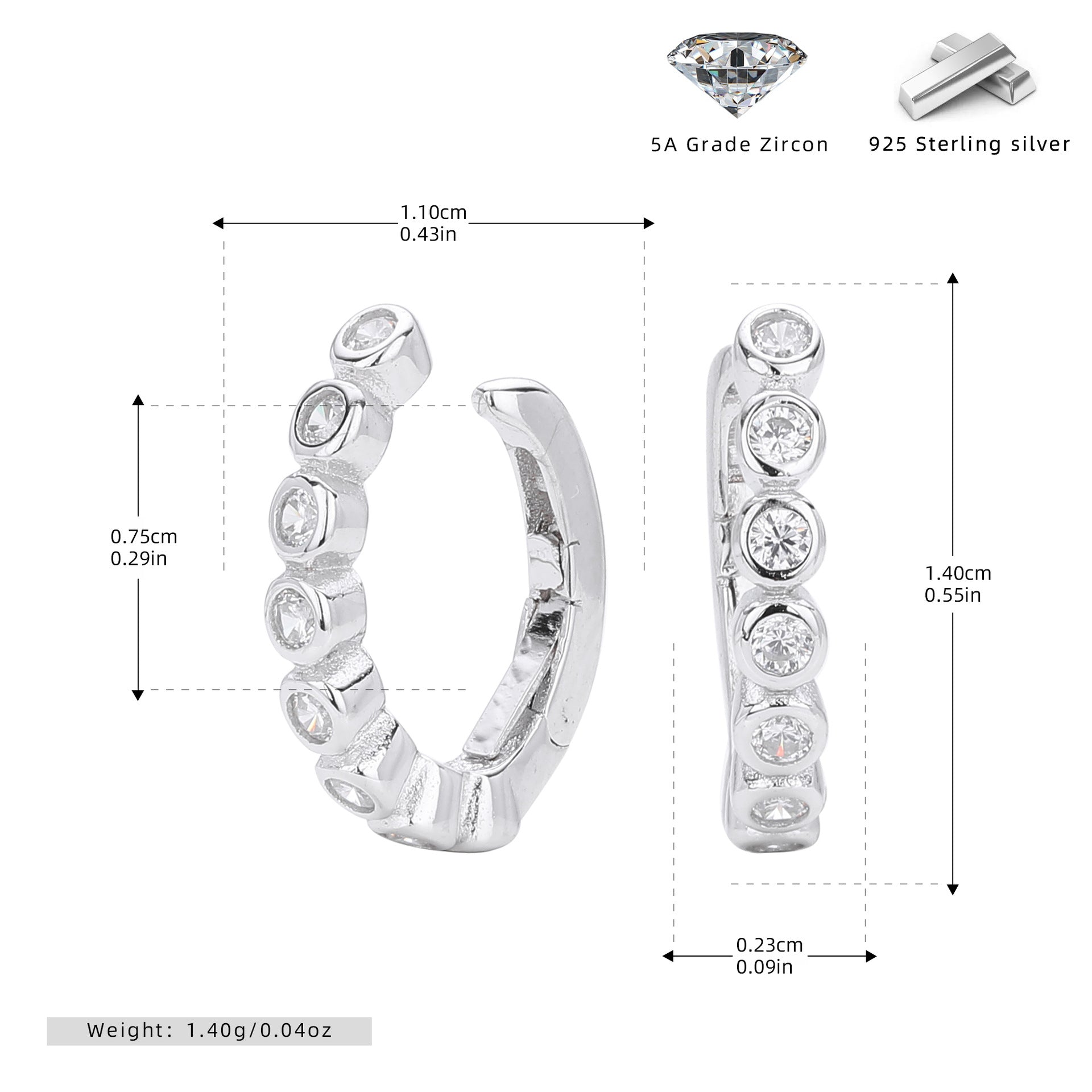 Damen Creolen mit innovativem Zirkonbesatz und hochwertigem 925 Sterling Silber Shop Nory