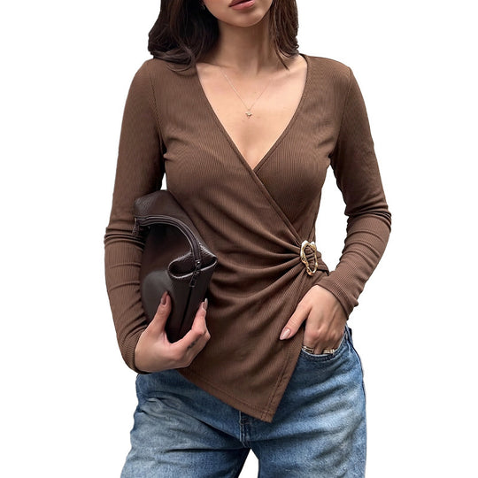Damen Langärmeliges Wickeloberteil Shop Nory