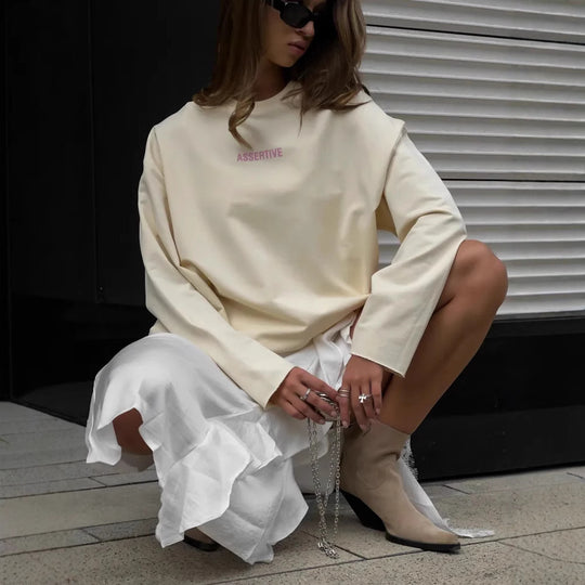 Damen oversized Baumwoll-Sweatshirt mit Statement-Print Shop Nory
