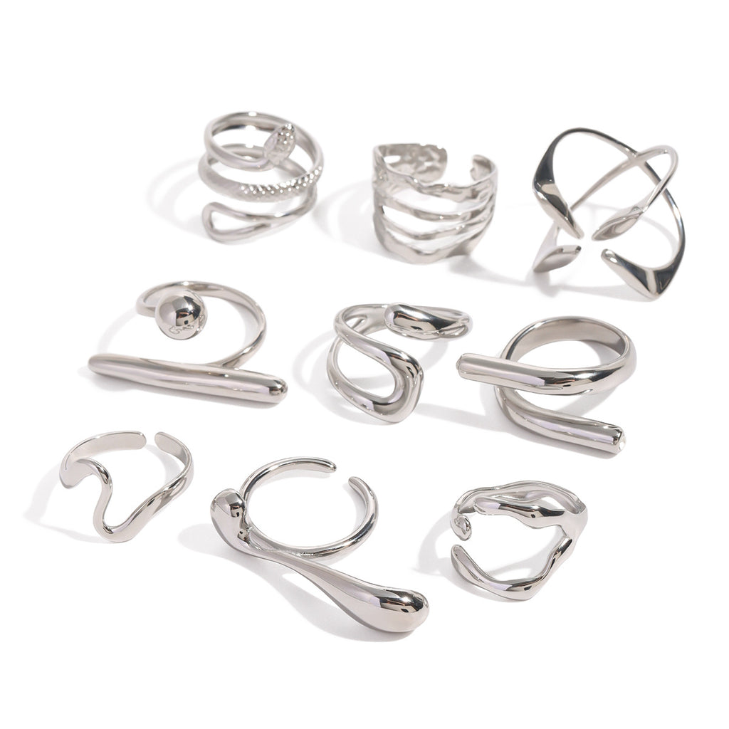Damen Offener Ring mit modernem, geschwungenem Design und Zirkonia-Akzent Shop Nory