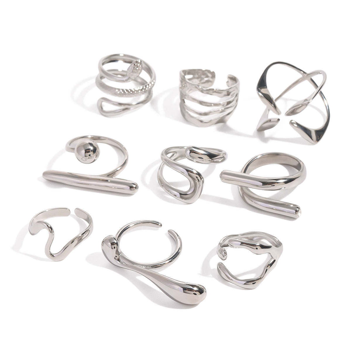 Damen Offener Ring mit modernem, geschwungenem Design und Zirkonia-Akzent Shop Nory