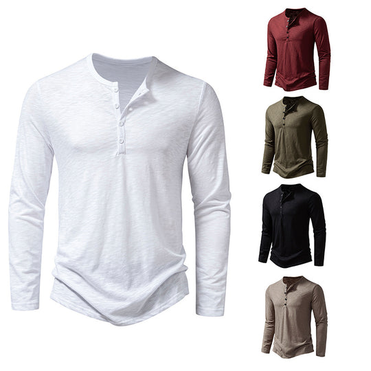 Herren Feinstrick-Henley mit Rundhalsausschnitt, verdeckter Knopfleiste und figurbetonter Passform Shop Nory