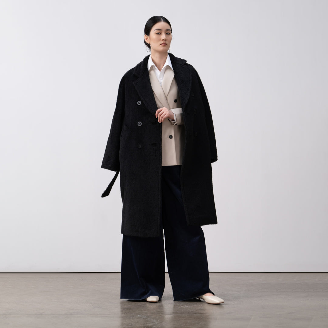 Damen Luxuriöser Doppelreihiger Fleece-Mantel Shop Nory
