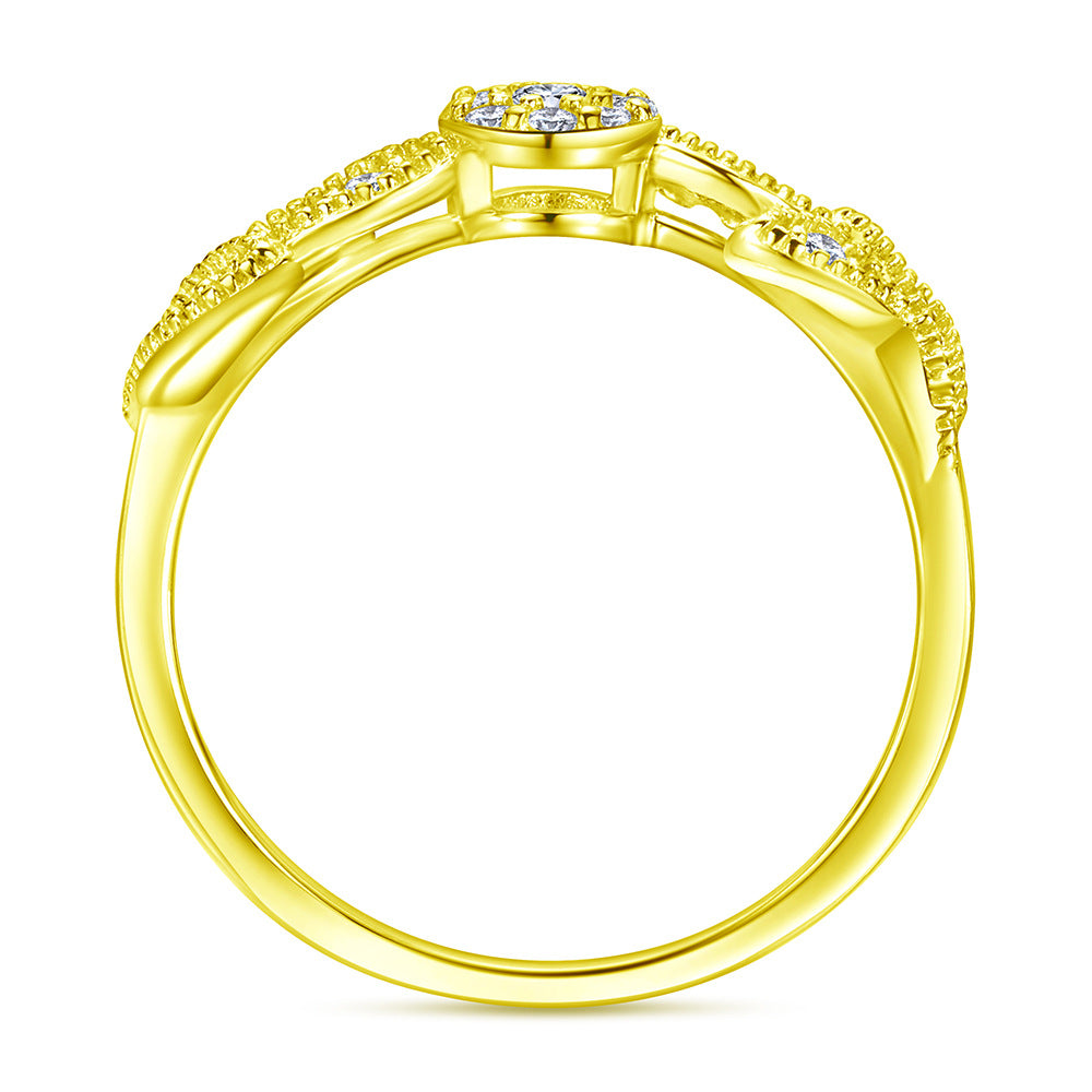 Damen Ring mit floralen Elementen und funkelndem Zirkonia-Besatz Shop Nory