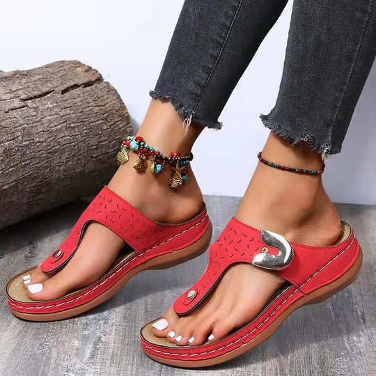 Damen Komfortable Zehentrenner-Sandalen mit anatomischem Fußbett und modischem Riemendesign