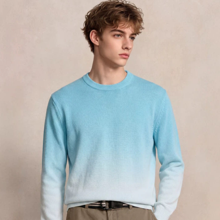 Herren Feinstrick-Pullover mit Dip-Dye-Effekt und Rundhalsausschnitt Shop Nory