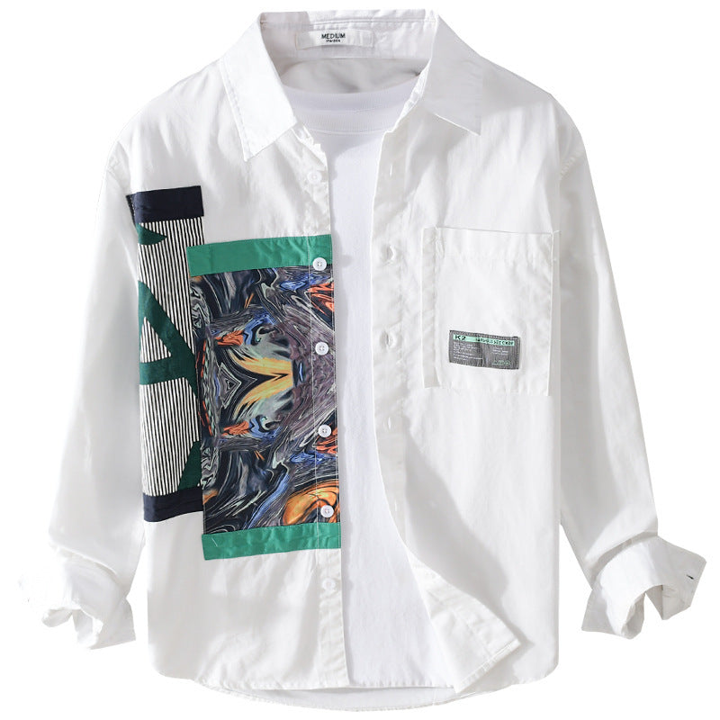 Herren Lässiges Hemd mit kunstvollen Print‑Paneelen und aufgesetzter Brusttasche Shop Nory
