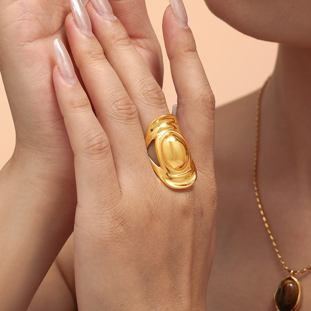 Damen breiter Ring aus Titanstahl mit modernem Design Shop Nory