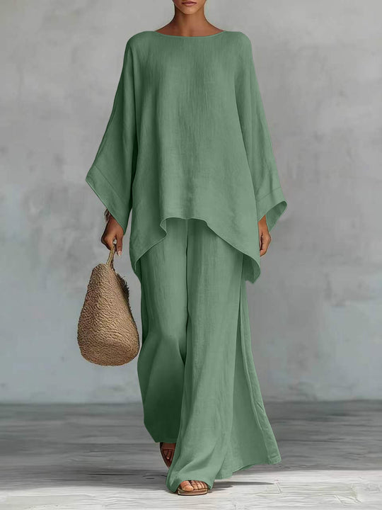Damen Lässiges Oversize-Kaftanoberteil mit weiten Palazzohosen Shop Nory