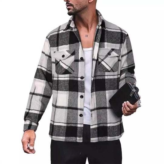 Herren Flanellhemd mit Karomuster und funktionalen Taschen