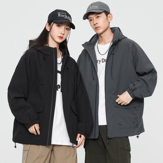 Damen Oversize Windbreaker Jacke mit Kapuze und Cargotaschen Shop Nory