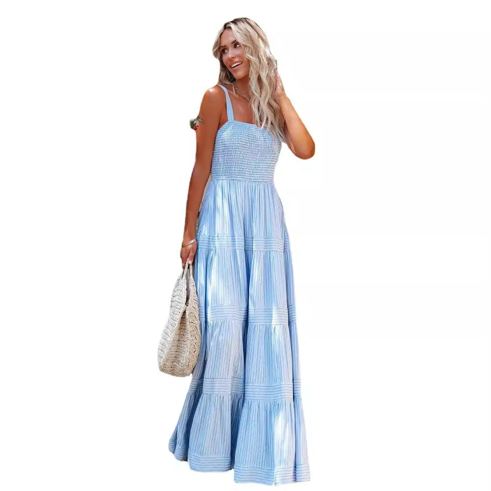 Damen Maxikleid mit leichtem Rüschenstil und elastischem Bustier