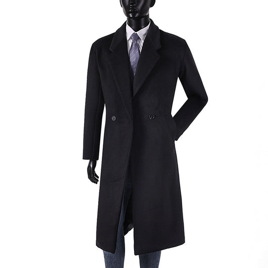 Herren Moderner Longcoat aus Wollmix mit schmalem Revers, leichter Taillierung und seitlichen Eingrifftaschen Shop Nory