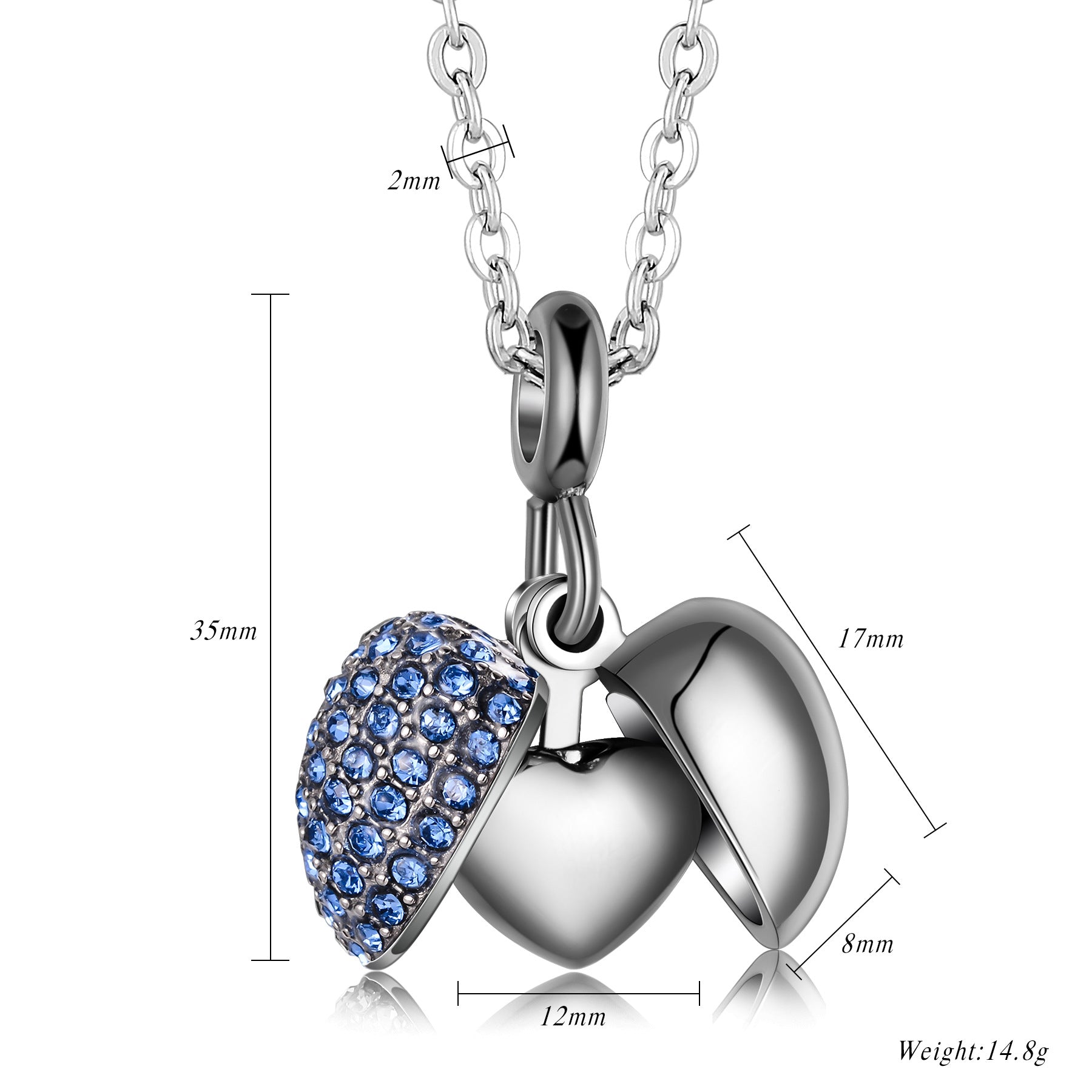 Damen Anhänger mit herzförmigem Medaillons-Design und glitzernden Kristallen Shop Nory