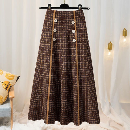 Damen Eleganter und fließender Maxirock mit Knopfdetails Shop Nory